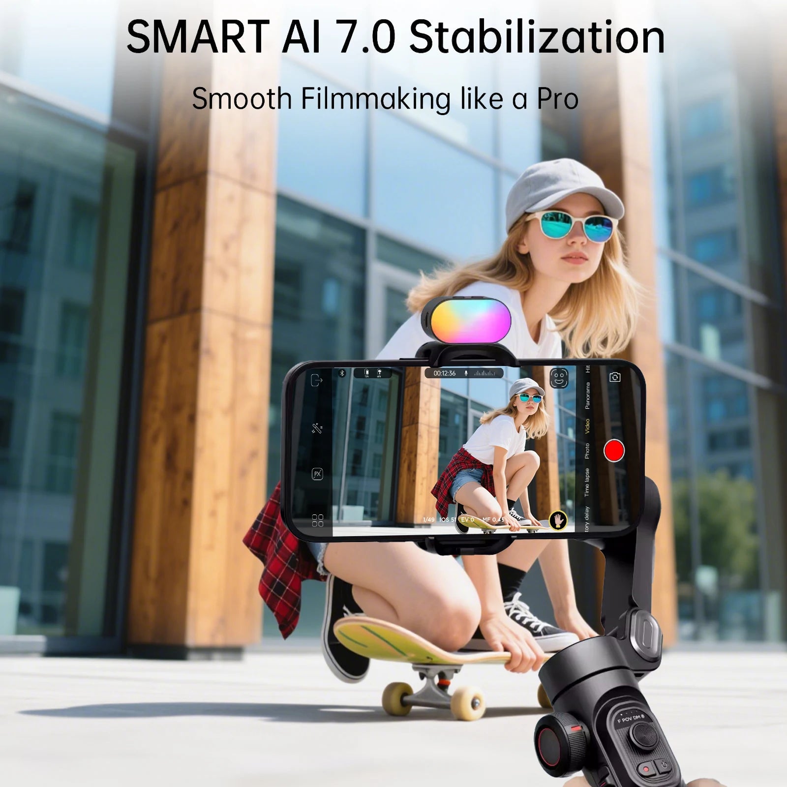 Smart XE Kit Gimbal Stabilizer for Smartphone Iphone Video Recording Magnetic Fill Light 3-Axis Foldable Android Gimble